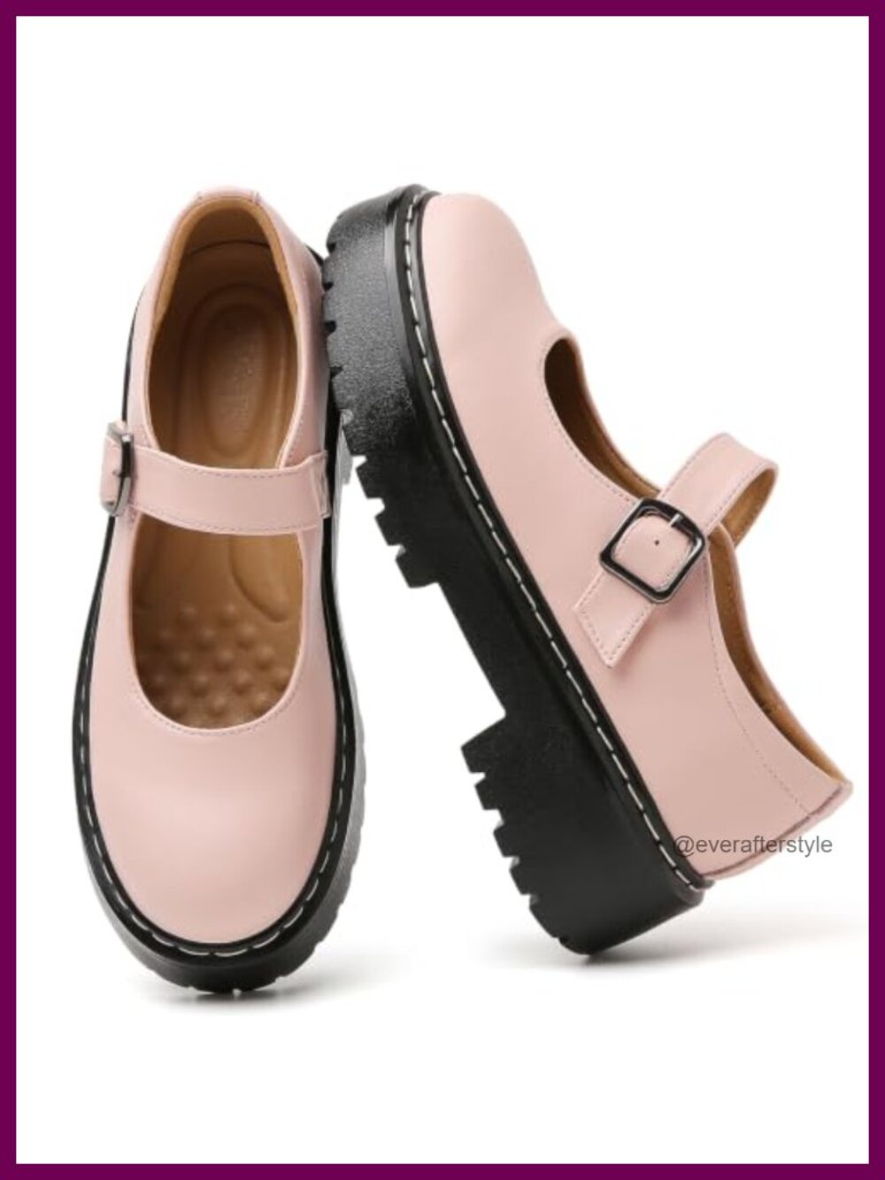 Chunky Mary Jane Platform Leather Work Shoes Non Slip